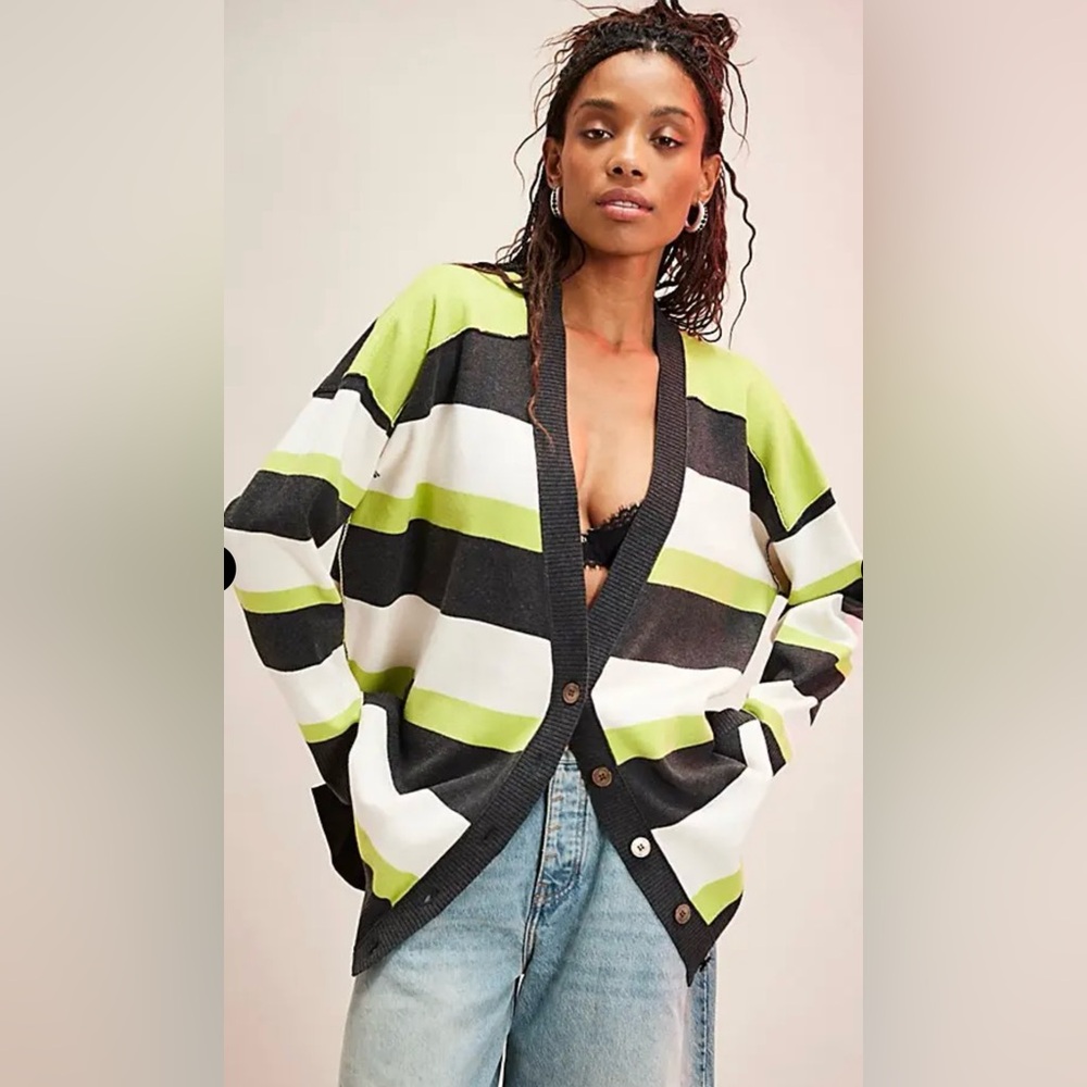 1-FREE PEOPLE  League Of Her Own Striped Cardigan